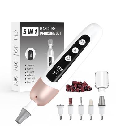 Electric Manicure Pedicure Set Cordless Nail Files Rechargebale Electric Nail Drill Thick Nails Care Tools with 10 Speeds and LCD Display for Home Salon