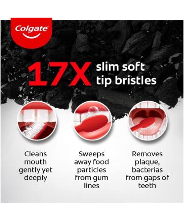 Buy Colgate Slim Soft Anthracite Toothbrush (Pack of 3) - Soft Bristles for Gentle Cleaning - International Shipping Available - Buy Online on GoSupps.com