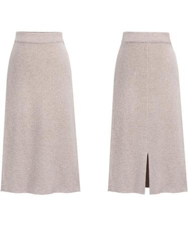 Sanahy Women's Ribbed Knit Midi Skirt - Stretchy High Waist Pencil Skirt | 3XL Beige - Buy Online on GoSupps.com