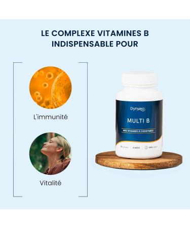 Complexe Vitamines B - Vitalit Immunit Peau et Cerveau - 8 Vitamines B Essentielles & 2 Cofacteurs Bioactifs - Biodisponibilit Optimis e et Formulation Vegan - 60 G lules (2 mois) - Dynveo - Buy Online on GoSupps.com
