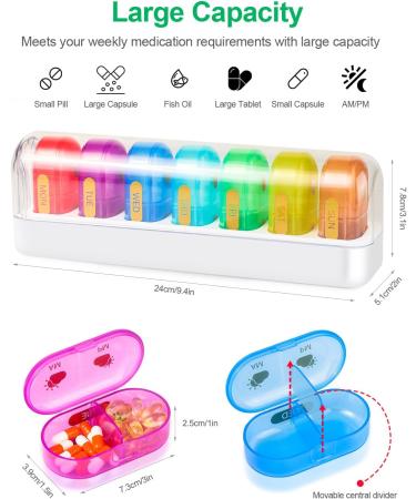 Shop XXL Large 7-Day Pill Organizer | Cute & Colorful Detachable Pill Box for Vitamins & Supplements | International Shipping Available - Buy Online on GoSupps.com