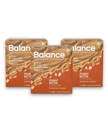 Balance Bar, Healthy Protein Snacks, Peanut Butter, with Vitamin A, Vitamin C, Vitamin D, and Zinc to Support Immune Health, 6 Count (Pack of 3)