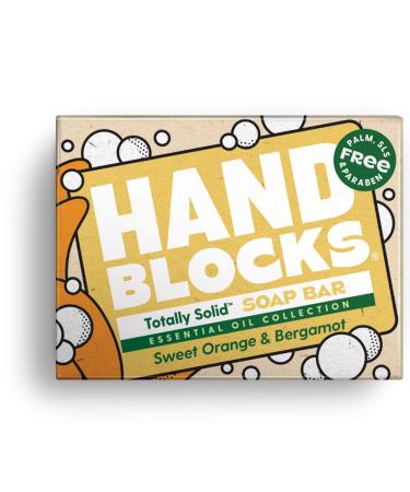 Hand Blocks: Sweet Orange & Bergamot - Cold Processed Natural Soap Bars - Plastic Palm SLS SLES & Paraben Free