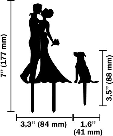 CARISPIBET cake topper groom & bride kiss with a dog by their side acryllic silhouette - Buy Online on GoSupps.com