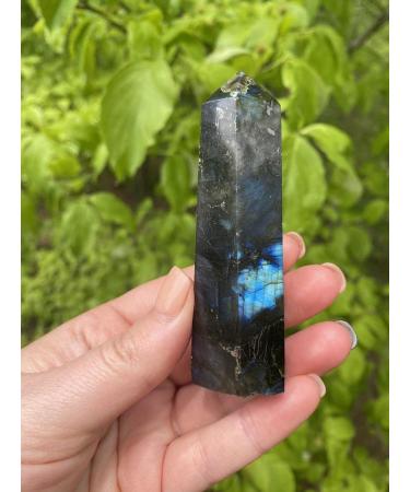 Zenkeeper Labradorite Crystal Point Wand 3-3.5 - Premium Grade for Home Decor, Meditation, Chakra, Reiki - Single Point Tower - Buy Online on GoSupps.com