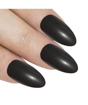 False Nails by Bling Art Black Glitter Almond Stiletto Fake Long Acrylic Tips