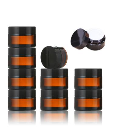 Jinsion 10 pieces of amber cream can empty 20ml ointment put with lid and liner cream container Cosmetic glass portable cream doses for filling for creams lotions powder mini candles