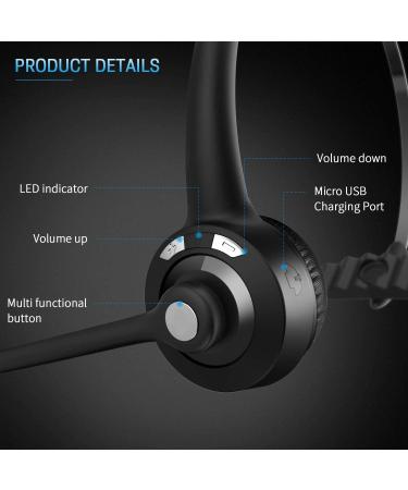 BlueFire Wireless Pro Trucker Headset with Microphone for Phones & Skype - Overhead Earpiece for Call Center & Office Use - Buy Online on GoSupps.com