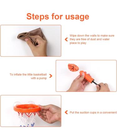 Vicloon Mini Basketball Set - Suction Cup Basket Bouncy Balls & Pump | Fun Water Toy for Kids in Bathroom Living Room & Bedroom - Buy Online on GoSupps.com