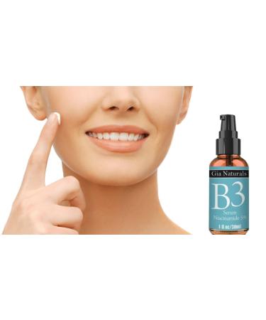 Organic Vitamin B3 Serum by Gia Naturals - 5% Niacinamide, Anti-Aging, Reduces Wrinkles, Fights Acne, Made in USA - 1 or 2 oz - Buy Online on GoSupps.com