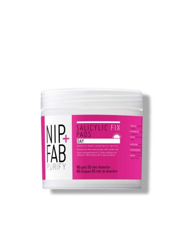 Nip + Fab Salicylic Acid Fix Day Pads for Face with Aloe Vera  Exfoliating Facial Pad BHA Exfoliant for Skin Hydration Acne Breakouts Refining Pores Oil Control  60 Pads  2.7 Ounce