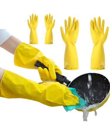KKRAUS 3 Pairs Long Cleaning Gloves Reusable Rubber Gloves for Kitchen Dishwashing Gloves Gardening and Laundry Cars Household Gloves (Color : A Size : Large) Large A