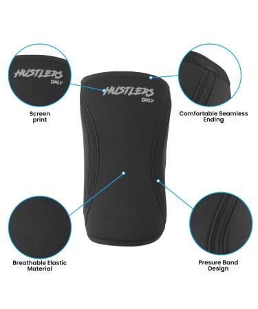 Hustlers Only Elbow Sleeves Weightlifting 5mm Neoprene Compression Elbow Support Sleeves for Gym Training Bench & Tendonitis Fitness and Workout. (Black L) L Black - Buy Online on GoSupps.com