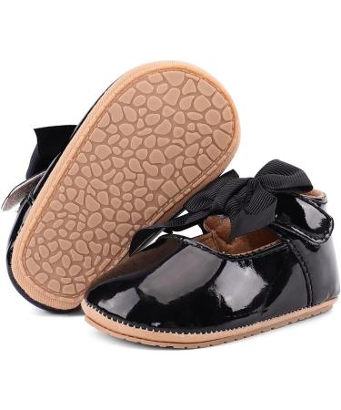 LACOFIA Baby Girls Anti-Slip First Walking Shoes - Infant Bowknot Mary Jane Princess Party Shoes - Size 3-6 Months - Black - Buy Online on GoSupps.com