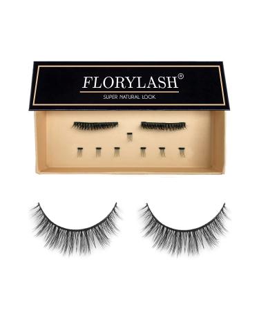 Florylash |Super natural look - magnetic eyelashes 3 magnets of course magnetic fake lashes without eyeliner 3D volume set reusable (size S 25 mm wide)