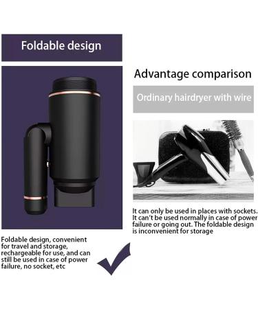 Cordless Hair Dryer Portable Rechargeable Hair Dryer Foldable Travel Hair Dryer for Art/Home/Outdoor Painting - Buy Online on GoSupps.com