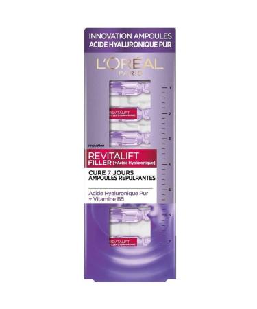 L’Oréal Paris - Revitalift Filler - 7 Anti-Wrinkle Plumping Ampoules with Pure Hyaluronic Acid - 7-Day Anti-Aging Treatment - Intense Hydration - For All Skin Types - 7 x 1 ml