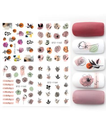Floral and Butterfly Nail Art Stickers - Watercolor Decals for Women's DIY Manicure - 12PCS - Buy Online on GoSupps.com