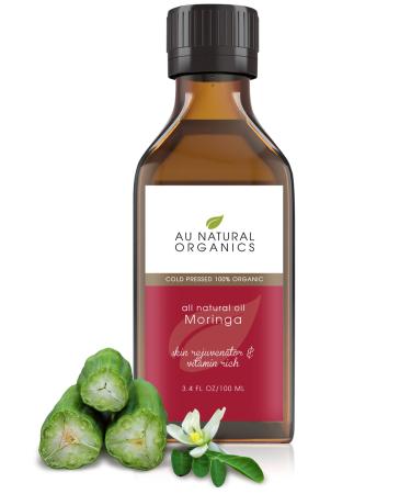 Pure Premium Organic Moringa Oil - Cold Pressed Extra Virgin Natural Moisturizer for Skin Face Body & Hair from USDA Organic Farms - Unrefined Non-GMO Food and Therapeutic Grade - 3.4oz/100ml