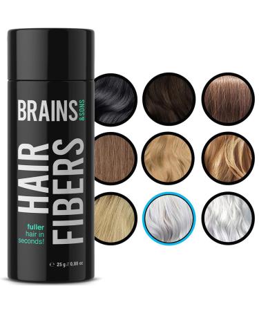 Brains & Son Hair Fiber - Premium Hair Thickener Immediately Conceals Receding Hairlines Hair Loss Balding Areas and Thinning Hair Undetectable Keratin Fibers - Hair Powder | 25g (GREY)