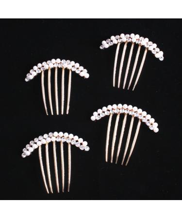 MAGICLULU Hair Insertion Comb Womens Hair Accessories Pearl Side Comb Rhinestone Hair Comb Bling Decor Hairpin Crystal Decor Gold Decor Headgear Bride European and American - Buy Online on GoSupps.com