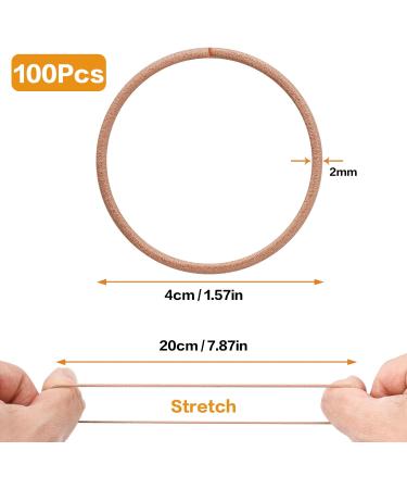 100pcs Khaki 2mm Elastic Hair Bands for Kids - Soft, Metal-Free Ponytail Holders in Brown - Buy Online on GoSupps.com