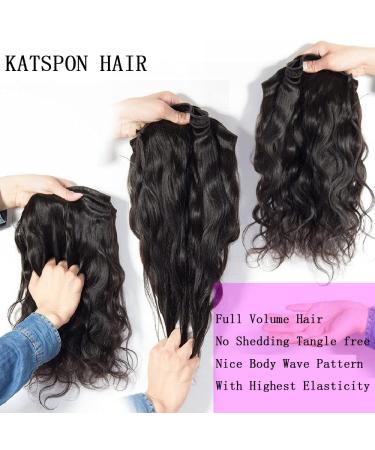 Katspon Brazilian Body Wave Human Hair Bundles 16 18 20 Inch | 100% Unprocessed 12A Human Hair Extensions - Buy Online on GoSupps.com