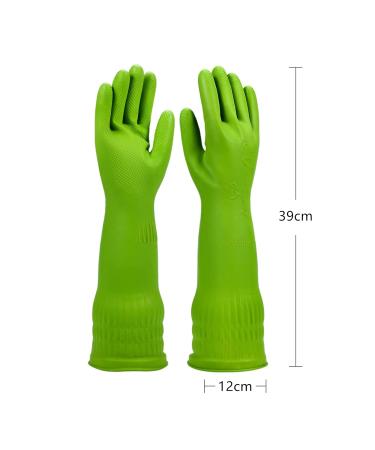 Wekiwgot Long Rubber Gloves - 3 Pairs Reusable & Waterproof for Kitchen Cleaning - Non-Slip Handle Ideal for Households - Buy Online on GoSupps.com
