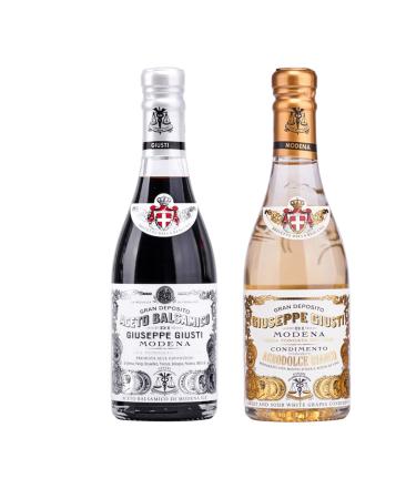 Giuseppe Giusti Giusti Vinegar Duo: Balsamic Vinegar of Modena IGP 1 Silver Medal and White Vinegar 250 ml x 2