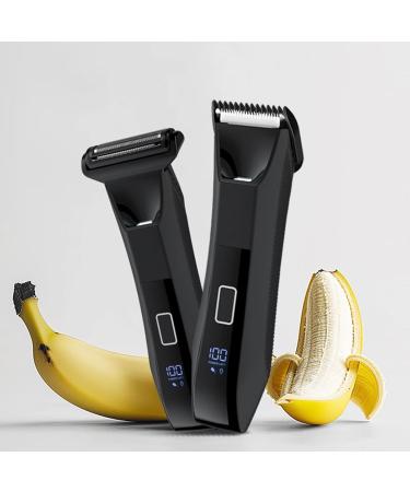 Waterproof Body & Groin Hair Trimmer for Men | Dual-Head Ceramic Blade & Foil Shaver | Rechargeable Wet & Dry Groomer with LCD Display - Black - Buy Online on GoSupps.com