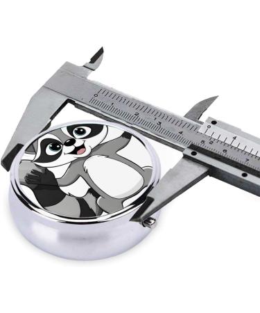 Cute Cartoon Raccoon Round Pill Box | 3 Compartment Travel Medicine Holder | Mini Decorative Organizer for Vitamins & Tablets - Buy Online on GoSupps.com