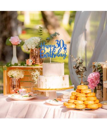 Tenhaisi Gilttery Navy Blue Happy 30th Birthday Cake Topper Cheers to 30 Birthday Party Decoration for Men or Women Adults Party Decoration - Buy Online on GoSupps.com