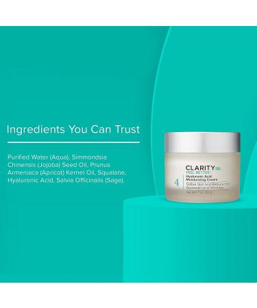 ClarityRx Hyaluronic Acid Moisturizing Cream - Natural Plant-Based Face Moisturizer - Jojoba Oil - Dry & Aging Skin - 1.7 oz - Buy Online on GoSupps.com