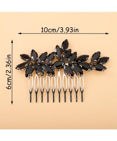 Kercisbeauty Vintage Black Rhinestones Hair Comb Side Headpiece for Wedding Brides Women Girls Halloween Gothic Jewelry - Buy Online on GoSupps.com