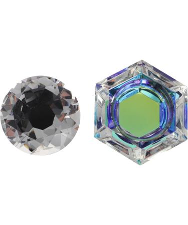 Minkissy Nail Art Dappen Dish Diamond Shape Nail Crystal Bowl with Lid for Nail Acrylic Liquid Powder (White) - Buy Online on GoSupps.com