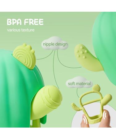 2 Pack Teething Baby Teether Mittens for 0-12 Months - BPA Free Cactus Teething Toys, Anti-Drop & Detachable Silicone Chew Toys for Infant Sucking Needs Relief (Green+Yellow) - Buy Online on GoSupps.com