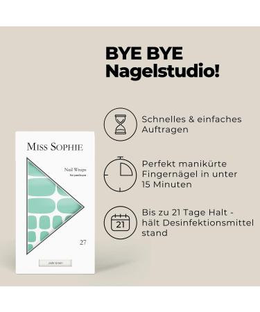 Original Miss Sophie Pedi Wraps | Jade Green Pedicure | 27 Ultra-Thin Nail Polish Strips | Sticks to All Nail Types | Perfect for Natural Acrylic Gel & Shellac Nails - Buy Online on GoSupps.com