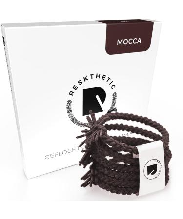 Reskthetic hair tie - high -quality braided hair tie with perfect hold extremely tearproof braid rubber pleasant to the hair (brown)
