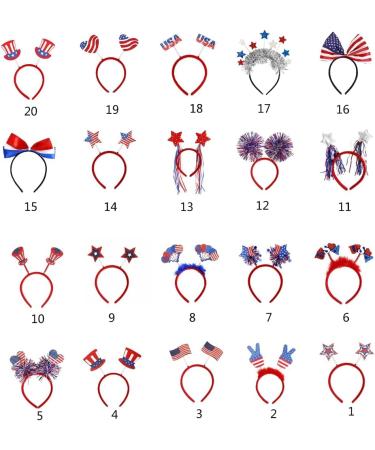 hgnxa 4th July Hair Hoop Headwear for Independence Day Headband American Flags Head Boppers American Theme Independence Day Flag Bow Style - Buy Online on GoSupps.com