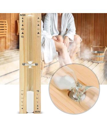 Sauna Hourglass Timer - 15 Minute Heat-Resistant White Wooden Sauna Watch & Wall Mount Accessories - Buy Online on GoSupps.com