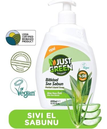 Just Green Organic Liquid Hand Wash Hand Soap - Enriched with Aloe Vera Gel Extract Chemical-Free Hand Wash for a Refreshing Cleanse - Buy Online on GoSupps.com