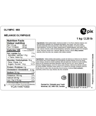 Yupik Olympic Mix Dates Raisins Apricots Pineapples Papaya Bananas Pumpkin Seeds Walnuts Pecans Cashews Hazelnuts Almonds and Brazil Nuts 1Kg 1 kg (Pack of 1) - Buy Online on GoSupps.com