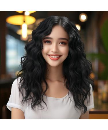 BERRYLION Water Wave Black Wigs for Women|Synthetic Long Black Wigs for Women|Deep Wave Closure Wigs for Black Women 27 inch Black Water Wave