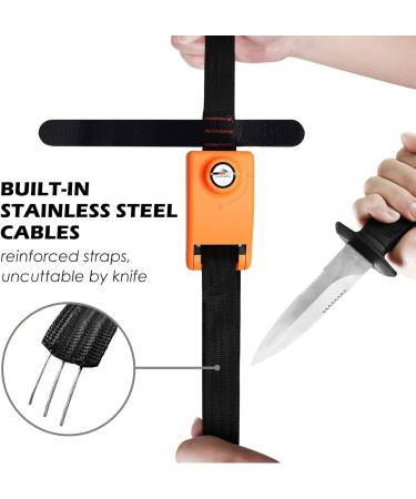 2023 Upgrade 2 Pack Lockable Tie Down Straps | 10ft Stainless Steel Cables | Kayak, Bike, Surfboard | Orange - Buy Online on GoSupps.com