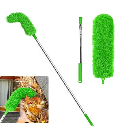 Facesunny Gutter Cleaning Brush Roofing Tool with Telescopic Extendable Pole 8.2Ft Guard Cleaner Tool Easy Remove Leave Green