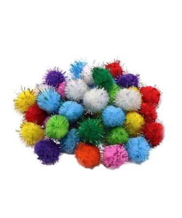 WDFChenWB 36 Pcs Assorted Color Sparkle Balls Tinsel Sprayed Pompoms Balls Cat Toy Soft Balls for Cats