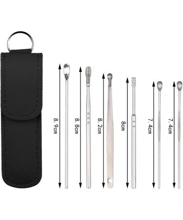 NAUZE 6Pcs Stainless Steel Ear Wax Removal Kit - Reusable Metal Ear Cleaner for Children and Adults - Includes Portable Bag (Black) - Buy Online on GoSupps.com
