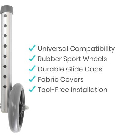 Vive Walker Wheels Ski Glides Covers (6 PCS) - Replacement Feet Parts for Folding Medical Rollator - Front and Back Stability - Universal Size - Buy Online on GoSupps.com