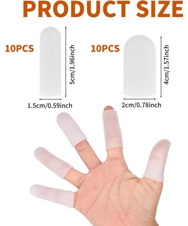 20 PCS Silicone Gel Finger Cots - Finger Protectors for Dry Skin, Cracking, Eczema, Arthritis - Rubber Finger Covers (2 Sizes, White) - Buy Online on GoSupps.com