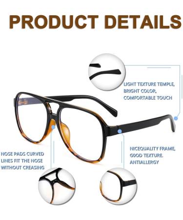 Feizedy Retro 70s 80s Blue Light Filter Glasses for Women & Men - 60mm Leopard Frame | PC Gaming & Computer Glasses - Buy Online on GoSupps.com